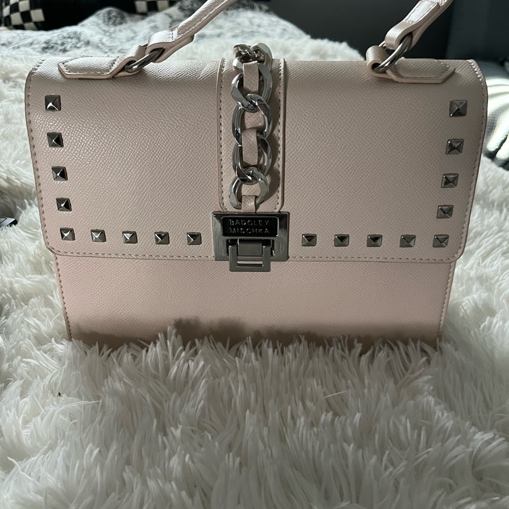 Badgley Mischka Pink Crossbody Bag with Studded Details